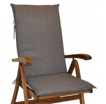 Vankúš pre záhradné kreslo z teakového dreva UNI high - látka sivá melírovaná