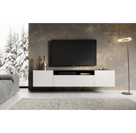 Závesná TV skrinka NOEMI Biela+Čierna