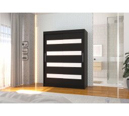 Posuvná skriňa s lacobelom MARTINEZ 150 Čierna+Biely Lacobel