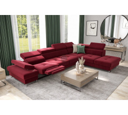 Rohová sedacia súprava GALAXY, relax s funkciou spania 225X350 cm - červená, pravá