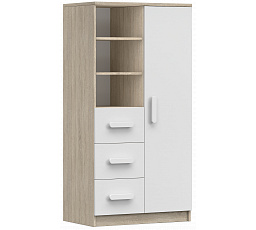 Regál 80 3S1D SMYK III - 05, Dub Sonoma/Biela/Biela