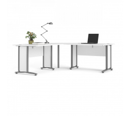 Rohový písací stôl OFFICE 80400/303, biely/strieborný 