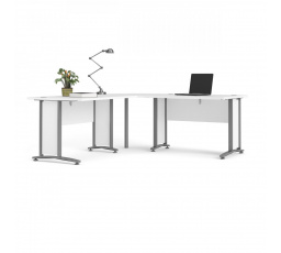 Rohový písací stôl OFFICE 80400/303, Biela/Strieborná