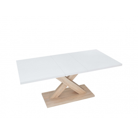 Jedálenský stôl HANX, biely lesk/biela alpská