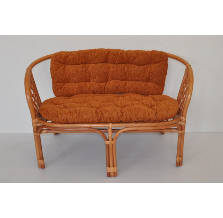 Ratanová lavica Bahama koňak vankúš Matilda oranžová Ratanová lavica Bahama koňak vankúš Matilda oranžová