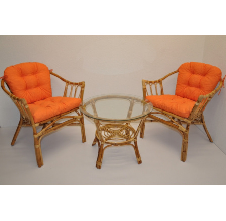 Ratanová sedacia súprava Subaliu - oranžové prvky