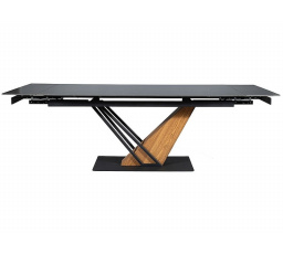 Jedálenský stôl GENESIS 160(220)x90 cm, efekt čierneho mramoru/Jasan/čierny mat