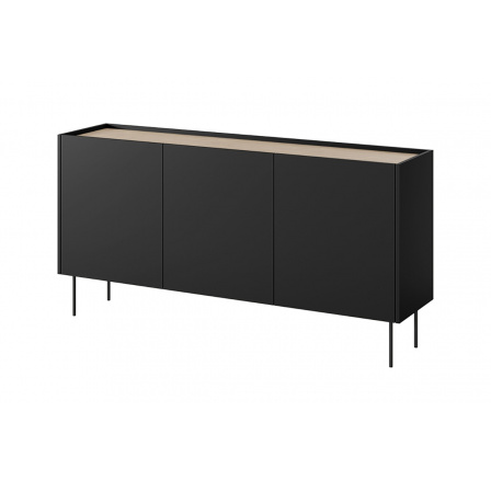 Komoda DESIN 3D2SZ, Čierny mat/Dub Nagano