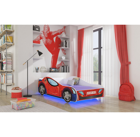 Posteľ s matracom a LED osvetlením SPIDER 160x80 Červená