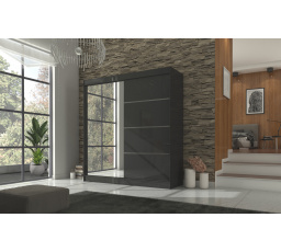 Posuvná skriňa so zrkadlom GILTON 200 Čierna+Čierna