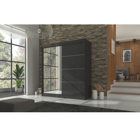 Posuvná skriňa so zrkadlom GILTON 200 Čierna+Čierna