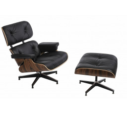 Kreslo Vip s podnožkou čierne/rosewood/štandardná základňa