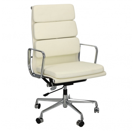 Kancelárska stolička CH2191T biela koža chróm