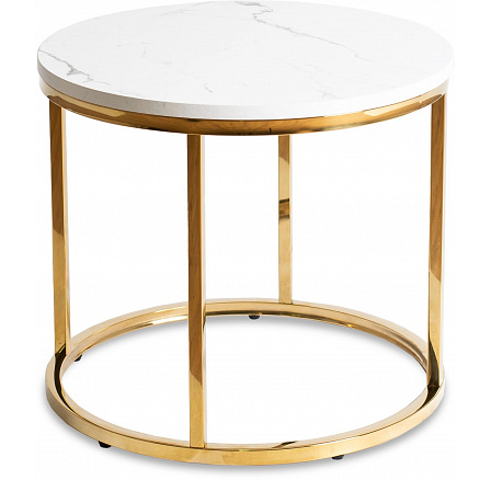 Stolík CLIFF Biely Mramor/Zlatý