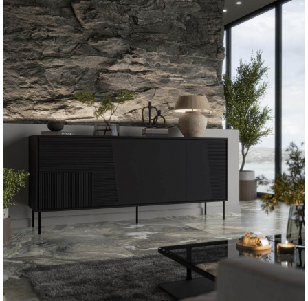 Komoda ABI, čierna matná/čierna matná