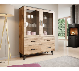 Vitrína LOTTA 120, Dub wotan/ čierna