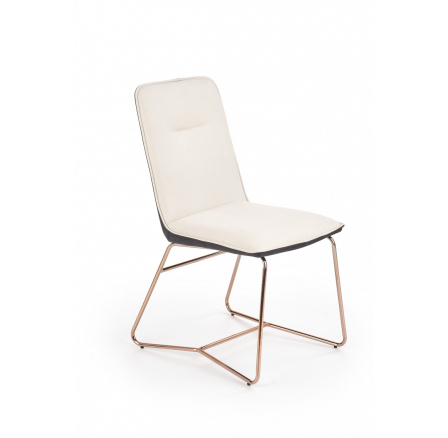 Jedálenská stolička K390, Krémová/Tmavošedá/Ružová zlatá