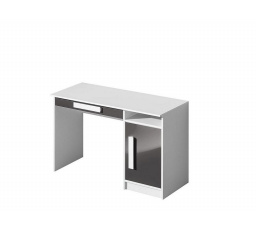 GOLIAS 9- písací stôl (GULIVER 9)-korpus biely/dvere sivý lesk/biela rukoväť (DO) (Z)