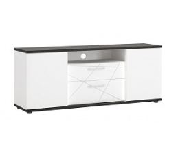 VELKOM - TV stolík F01- 2D2S lamino biela alpská/dub čierna/biela lesklá MDF (VENEZIA VENF01=PACKAGES) (W) (K150) NOVINKA