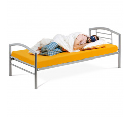 Jednolôžková posteľ 90x200 cm, kovový sivý lesk