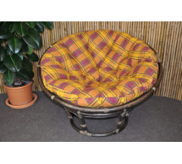 Ratanový papasan 110 cm hnedý vankúš okrová