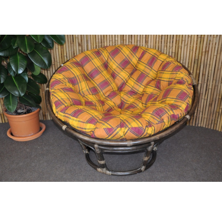 Ratanový papasan 110 cm hnedý vankúš okrová Ratanový papasan 110 cm hnedý vankúš okrová