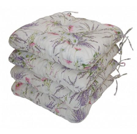 UNI Maxi vankúš na sedenie levanduľa + mak na bielom podklade - sada 4 ks