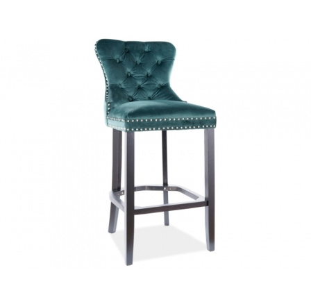 Barová stolička AUGUST H-1 Velvet, čierna/zelená Bluvel 78