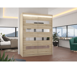 Posuvná skriňa so zrkadlom a LED osvetlením BALTIC 150 Sonoma+Sonoma