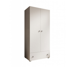 Skriňa Emily s otočnými dverami a úchytkou v tvare lopty Biela+Biela