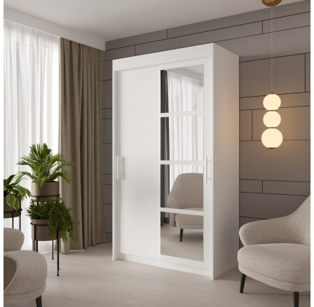 Zrkadlová posuvná skriňa NEROLI 120 White+White