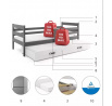Detská posteľ ERYK s prístelkou 90x200 cm, bez matraca, Grafit/Biela