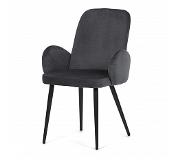 Stolička jedálenská, sivá látka, čierna kovová noha