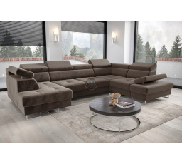 Rohová sedacia súprava GALAXY MAX II s funkciou spania 210x350x165 - hnedá, pravá