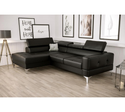 Rohová sedacia súprava TOSCANIA MINI prírodná koža 170x250 cm - čierna, ľavá