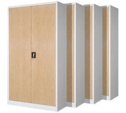 Sada 4x kancelárska kovová skriňa na dokumenty JAN, 900 x 1850 x 400 mm, Eco Design: biela/ dub sonoma