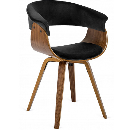 Stolička OHIO 2 Zamatová Čierna Ohýbaná Preglejka