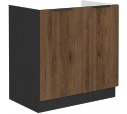 Dolná skrinka MONZA - 80 ZL 2F BB, Čierna mat/Orech