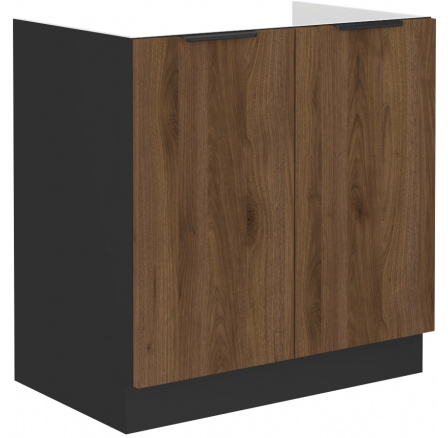 Dolná skrinka MONZA - 80 ZL 2F BB, Čierna mat/Orech