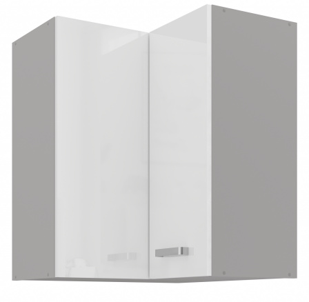 Horní rohová skřínka BIANCA - 60 x 60 GN-72 2F (90°), Šedá / Bílý lesk Horní rohová skřínka BIANCA - 60 x 60 GN-72 2F (90°), Šedá / Bílý lesk