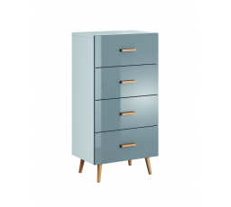 Komoda BRILLO K4S, biela matná + sivý lak