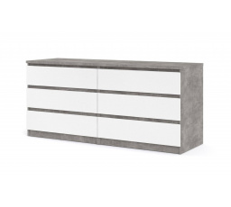 Komoda SIMPLICITY 232, Betón/Biely lesk