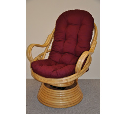 Ratanové hojdacie kreslo Swivel honey burgundy vankúš