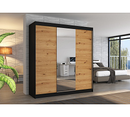 Posuvná skriňa so zrkadlom SANTIAGO 200 Black+Artisan