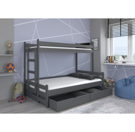 Poschodová posteľ s matracom BENITO 200x80 Graphite