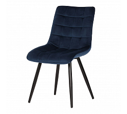 Jedálenská stolička, modrý zamat, nohy čierny kov