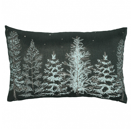 Polštář s výplní - zasněžené stromy, polyester a bavlna, 50 x 30 cm Polštář s výplní - zasněžené stromy, polyester a bavlna, 50 x 30 cm