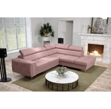 Rohová sedacia súprava ORION II s funkciou spania 225x255 cm - ružová, pravá