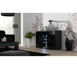 Komoda SOHO S-7, Čierna/Čierny lesk