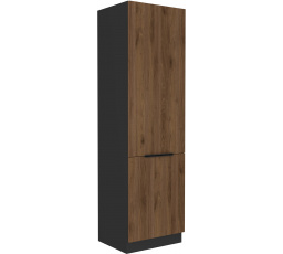 Kuchynská skriňa MONZA - 60 LO-210 2F, Čierna mat/Orech